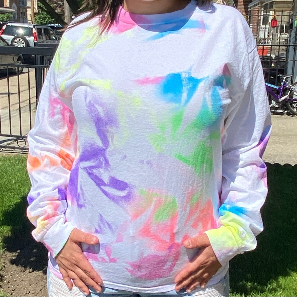 Hanes neon tie-dye long sleeve t-shirt